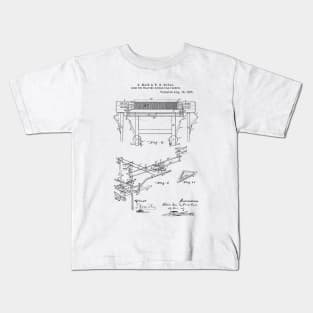 Loom for weaving double pile fabric Vintage Retro Patent Hand Drawing Funny Novelty Gift Kids T-Shirt